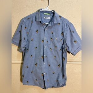 Tommy Bahama Pineapple Short Sleeve Button Up Shirt Small Chambray